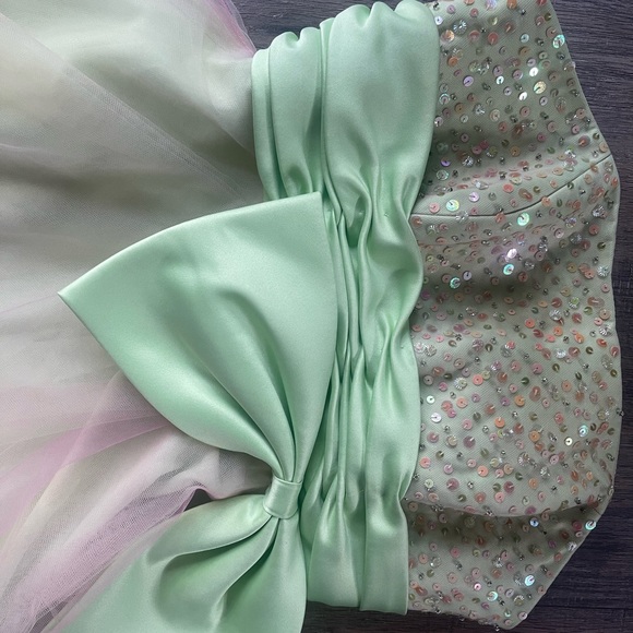 Mori Lee by Madeline Gardner Strapless Sequin Tulle Mini Formal Dress - Picture 8 of 8